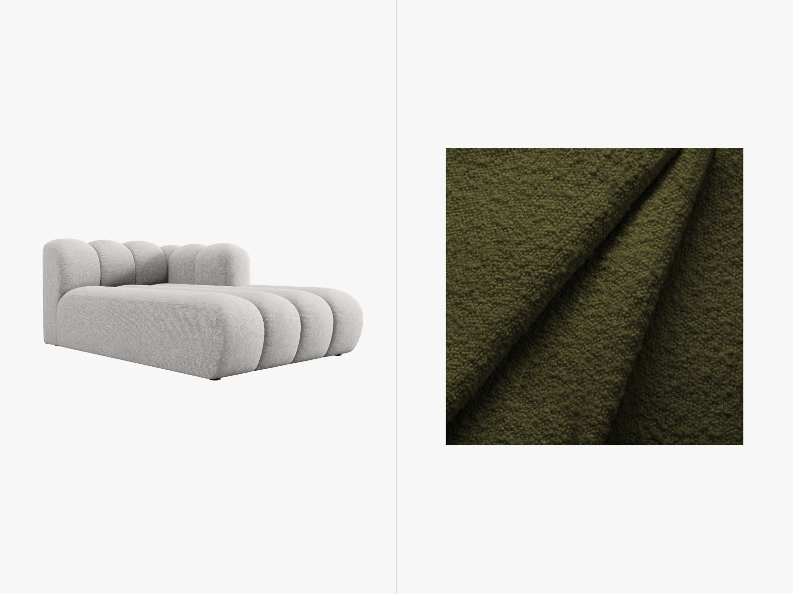 Lupine Sofa Chaise Lounge rechts 2 Sitzer in Dark Olive Green präsentiert im Onlineshop von KAQTU Design AG. L-Sofa rechts ist von Micadoni