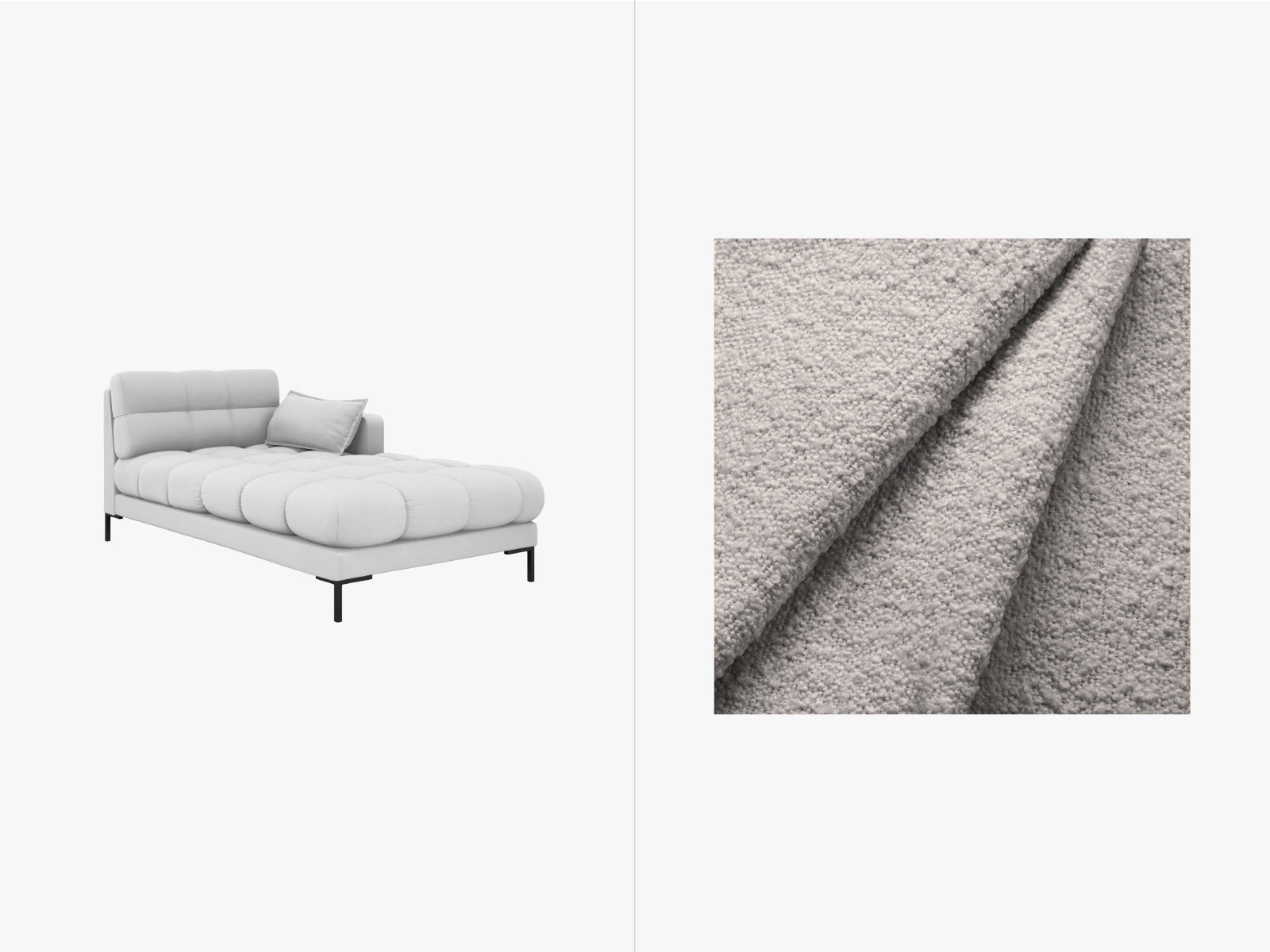 Mamaia Sofa Chaise Lounge rechts 1 Sitz in Light Grey/Schwarz präsentiert im Onlineshop von KAQTU Design AG. L-Sofa rechts ist von Micadoni