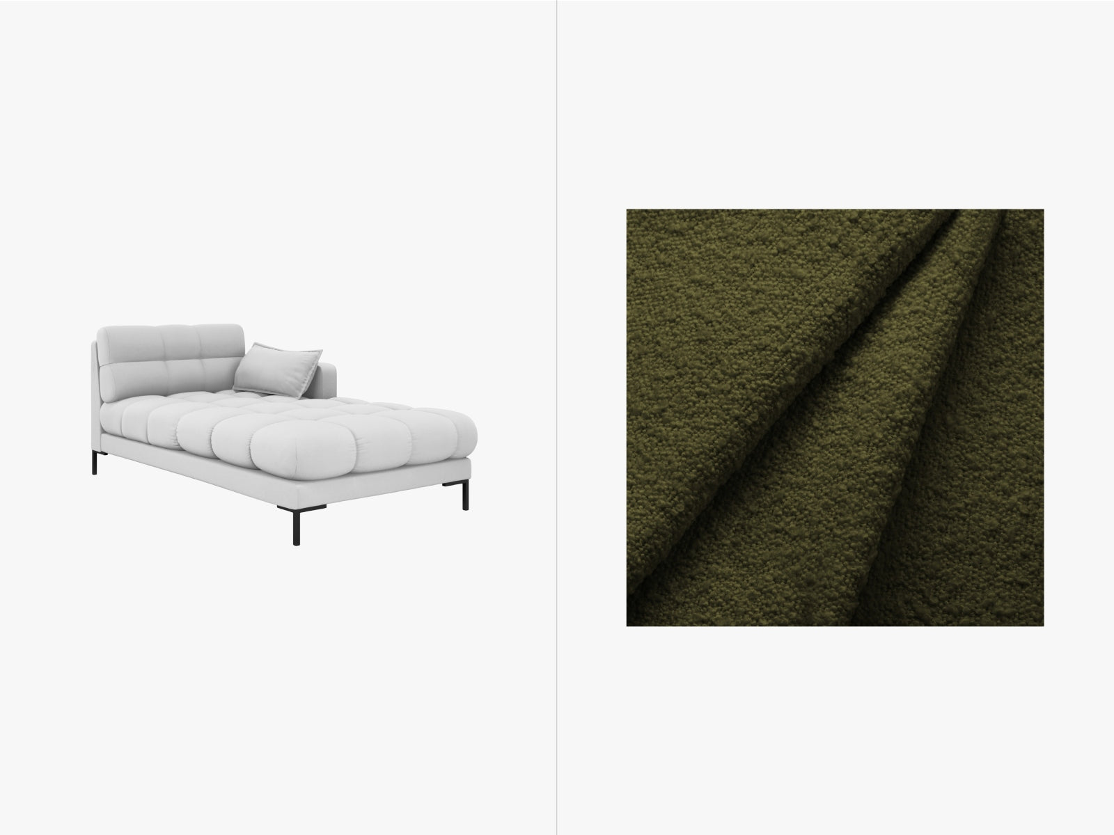 Mamaia Sofa Chaise Lounge rechts 1 Sitz in Dark Olive Green/Schwarz-Baloo präsentiert im Onlineshop von KAQTU Design AG. L-Sofa rechts ist von Micadoni