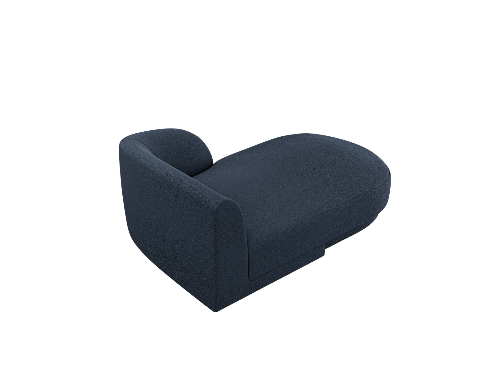 Elegantes Miley Boucle Sofa Chaise Lounge rechts in tiefem Blau, ideal für stilvolle Akzente in jedem Wohnraum.