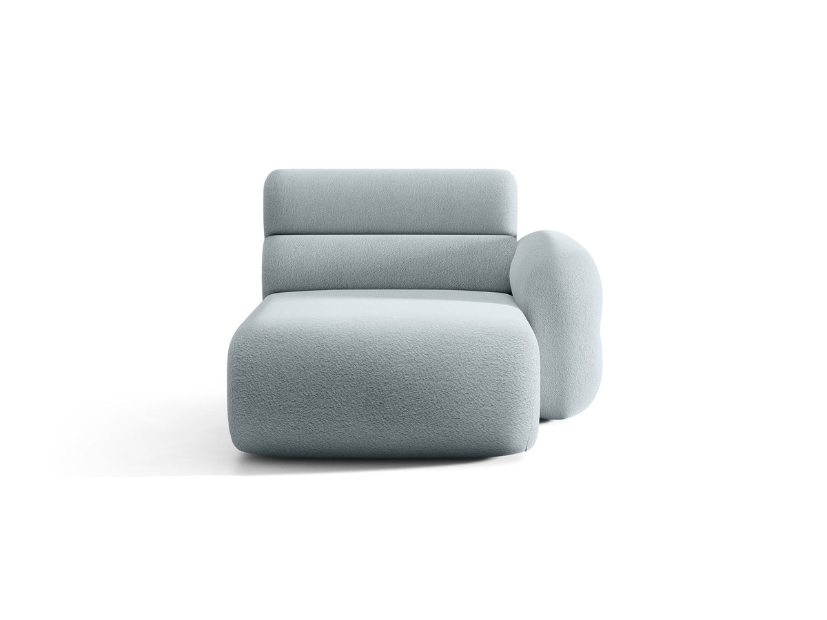 Modulares Sofa Neo Chaiselongue von Micadoni in dunklem Olivgrün mit strukturiertem Stoff und schwarzen Kunststoffbeinen, rechts ausgerichtet.