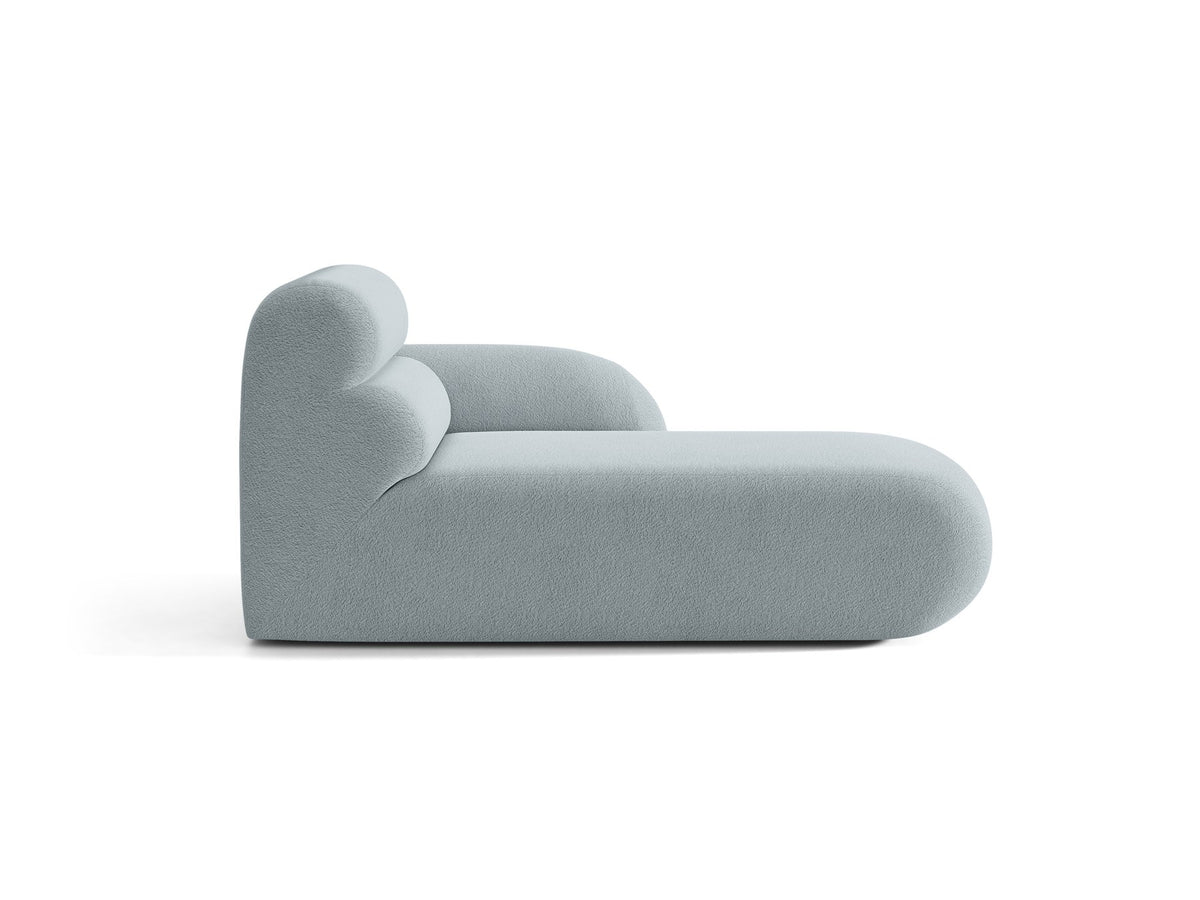 Modulares Sofa Neo Chaiselongue von Micadoni in dunklem Olivgrün mit strukturiertem Stoff und schwarzen Kunststoffbeinen, rechts ausgerichtet.