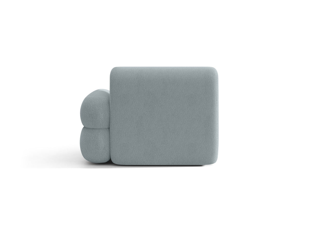 Modulares Sofa Neo Chaiselongue von Micadoni in dunklem Olivgrün mit strukturiertem Stoff und schwarzen Kunststoffbeinen, rechts ausgerichtet.