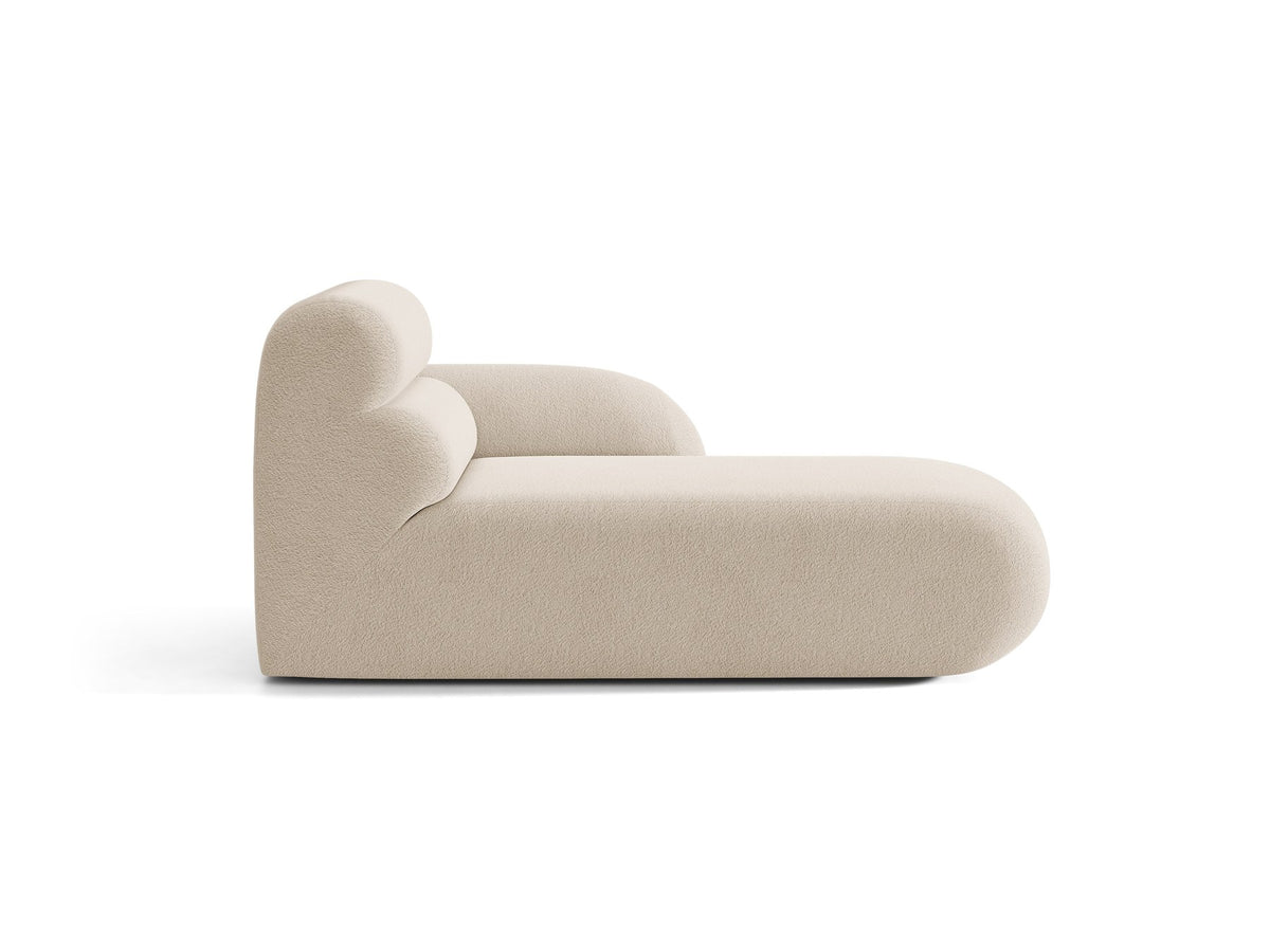 Modulares Sofa Neo Chaiselongue von Micadoni in dunklem Olivgrün mit strukturiertem Stoff und schwarzen Kunststoffbeinen, rechts ausgerichtet.