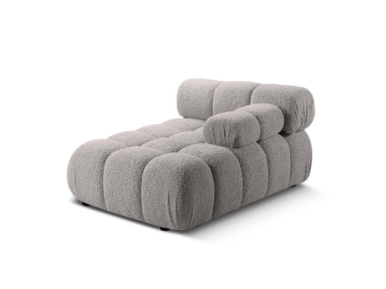 Modernes Bellis Boucle Sofa Chaise Lounge in sanftem Grau, perfekt für gemütliche Ecken und stilvolle Einrichtung. Hochwertige 1-Sitz-Option von Micadoni.
