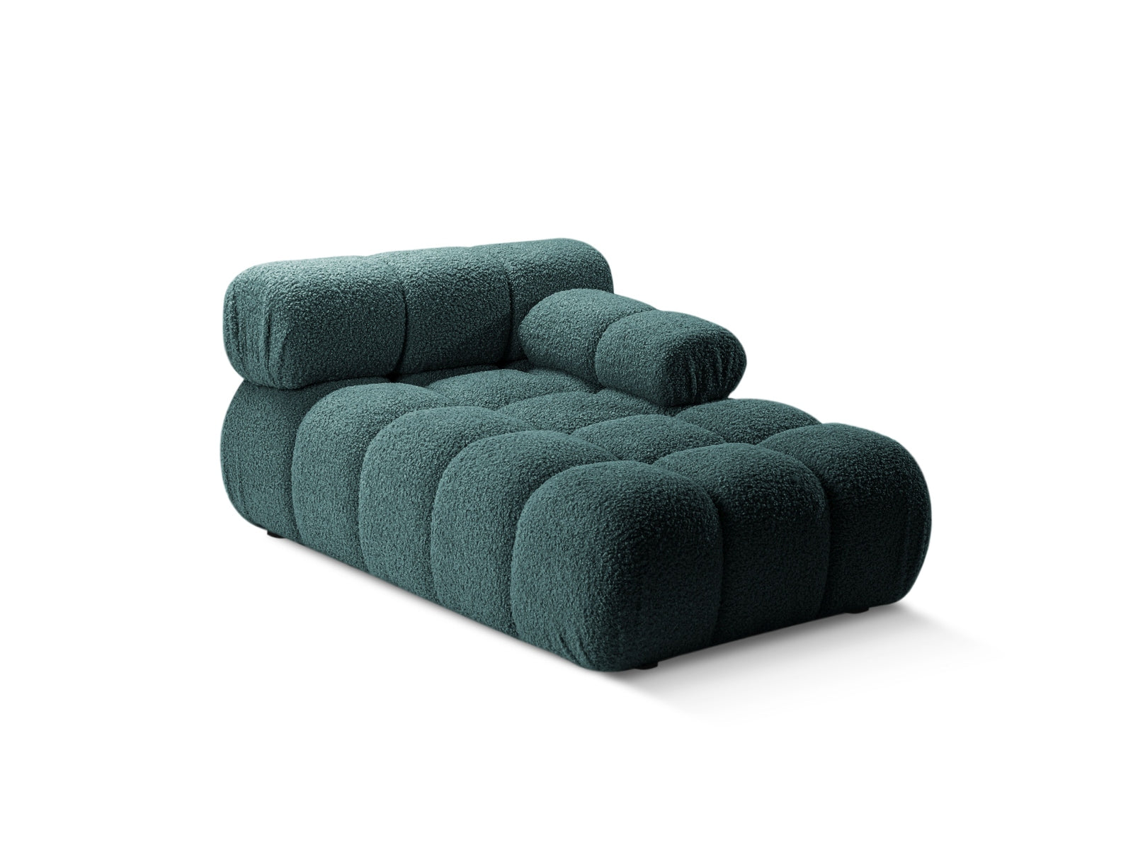 Elegantes Bellis Boucle Sofa Chaise Lounge in Petrol, 1 Sitz, 94cm, stilvoll und modern, ideal für Ihr Wohnzimmer. Von Micadoni.