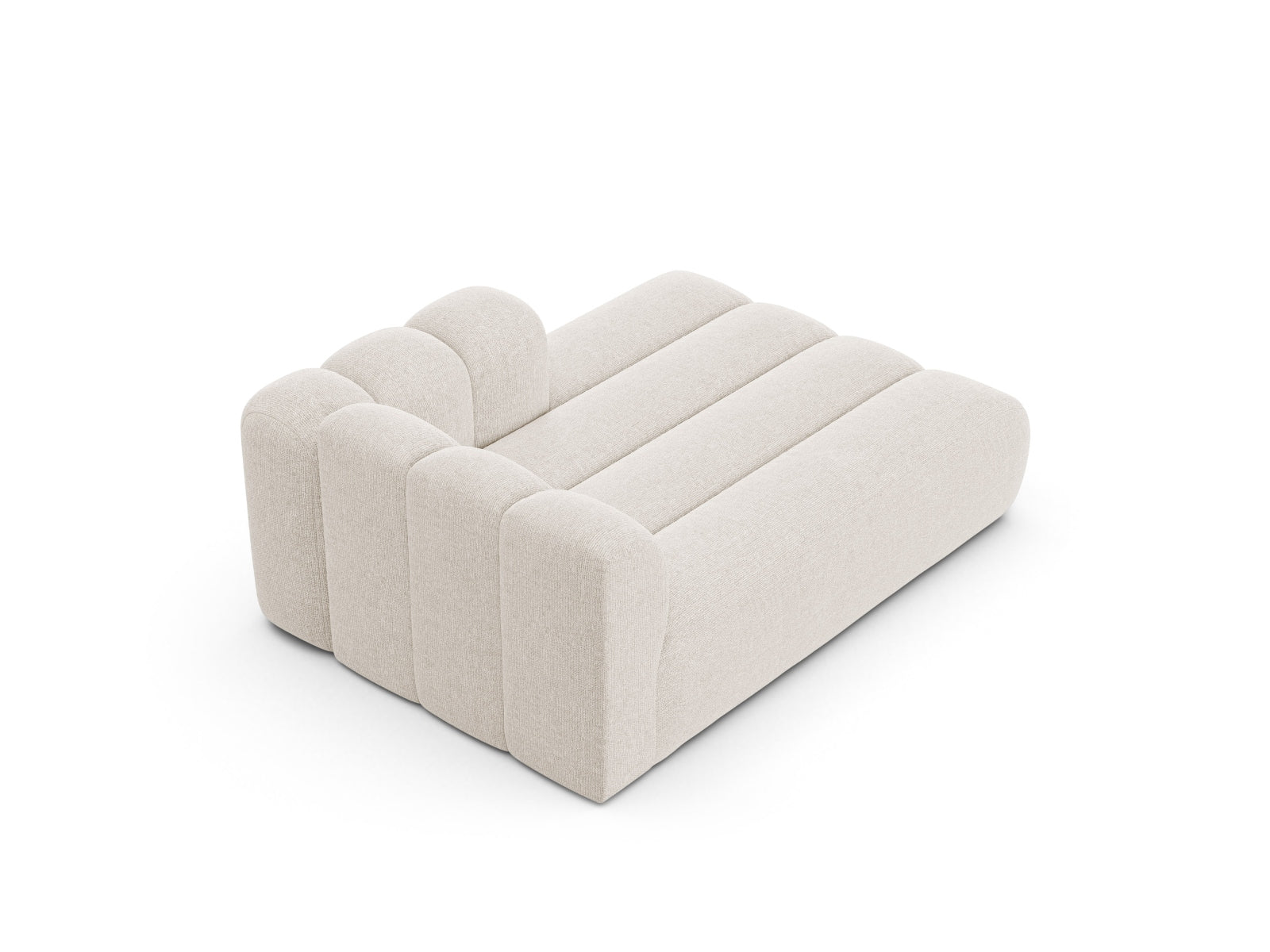 Moderne Lupine Chaise Longue rechts, 2-Sitzer in sanftem Beige, perfekt für gemütliche und stilvolle Wohnambiente. Modulares Sofa von Micadoni.