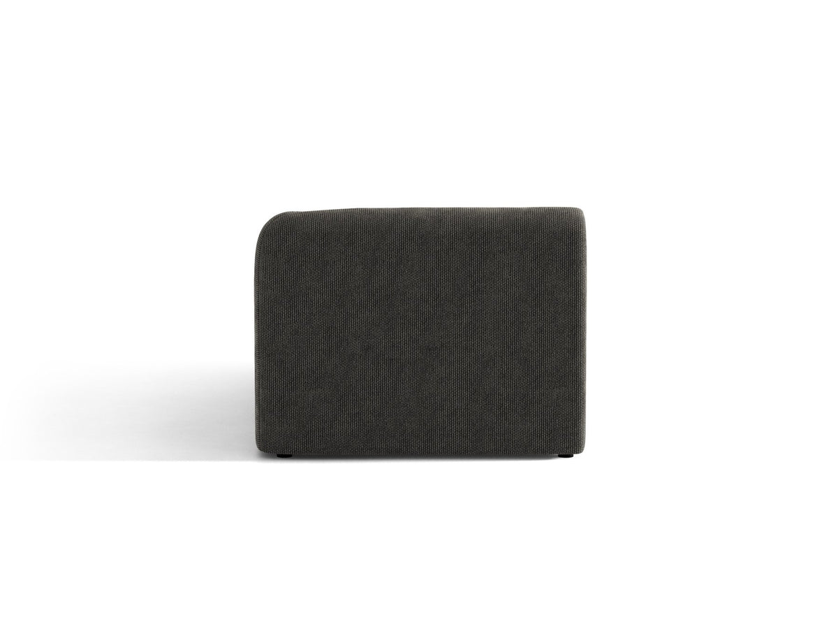 Miley Chaiselongue von Micadoni in Dunkelbeige, Stoffbezug Bluvel, rechtsseitige Ausrichtung, schwarze Kunststoffbeine, modulares Sofa-Element.