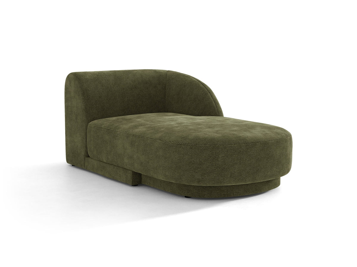 Miley Chaiselongue von Micadoni in Dunkelbeige, Stoffbezug Bluvel, rechtsseitige Ausrichtung, schwarze Kunststoffbeine, modulares Sofa-Element.