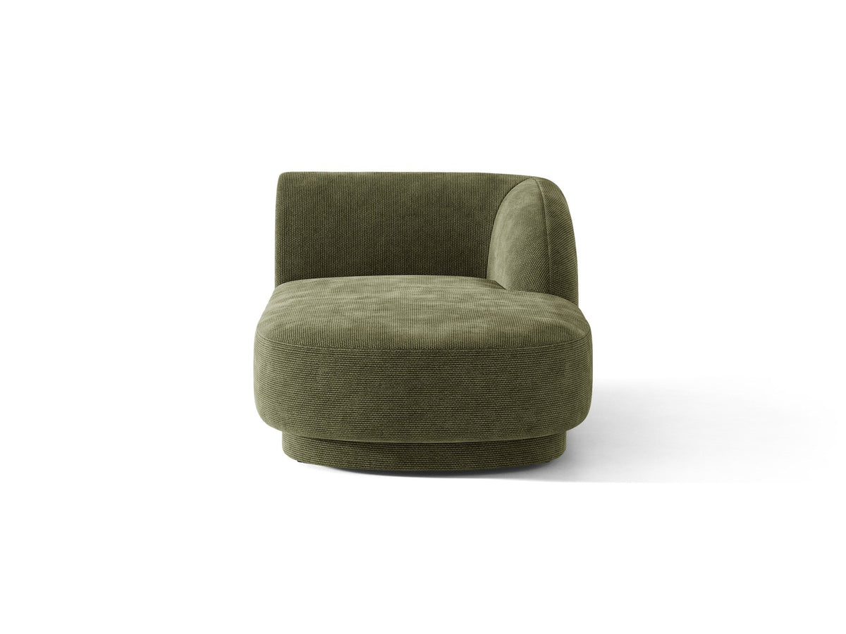 Miley Chaiselongue von Micadoni in Dunkelbeige, Stoffbezug Bluvel, rechtsseitige Ausrichtung, schwarze Kunststoffbeine, modulares Sofa-Element.