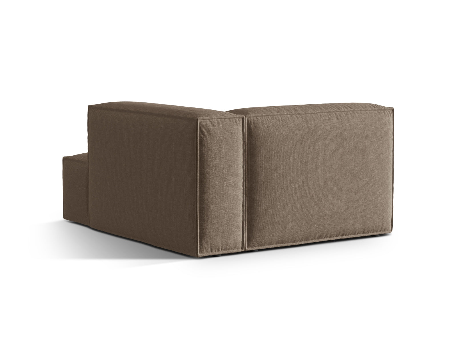 Elegante rechte Chaise Longue Nuria in warmem Cappuccino-Liberty, ideal für moderne und flexible Wohnkonzepte.