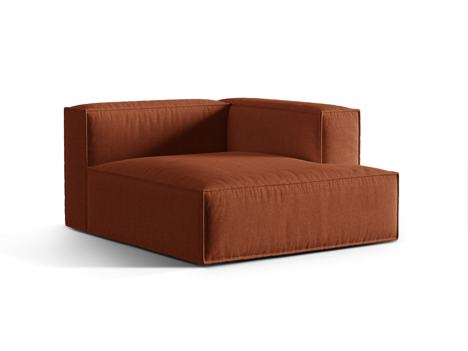 Elegantes 1-Sitzer Modul Chaise Longue Rechts Nuria in warmem Brick-Liberty, ideal für stilvolle Wohnräume und vielseitige Sofa-Arrangements.