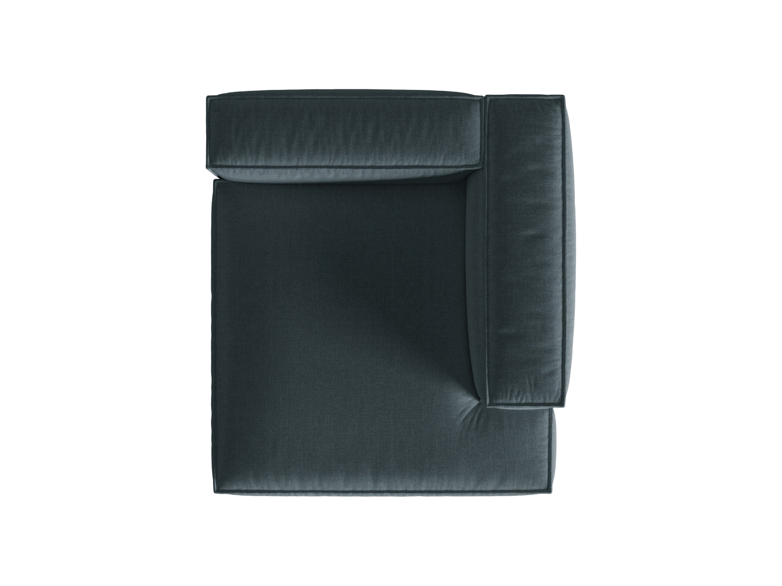 Stylische rechte Chaise Longue in sattem Petrol, perfekt für moderne Wohnräume und individuelle Sofa-Arrangements.