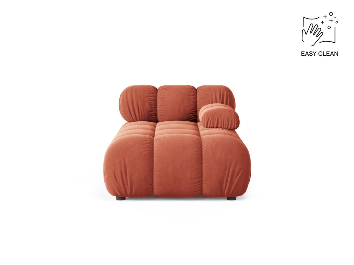 Bellis Sofamodul Chaiselongue rechts von Micadoni, Liberty-Stoff in Cappuccino, Sitzpolster mit schwarzen Kunststoffbeinen, modulares Element