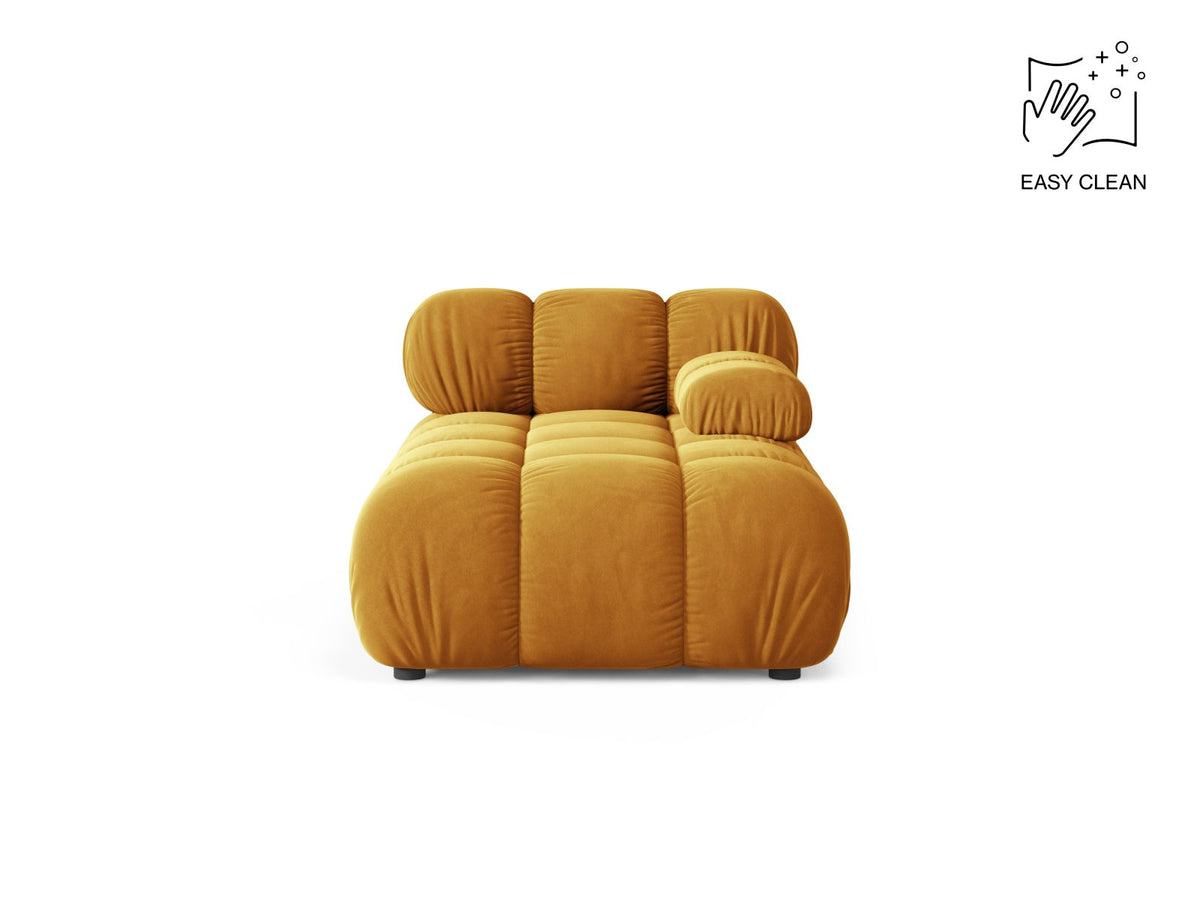 Bellis Sofamodul Chaiselongue rechts von Micadoni, Liberty-Stoff in Cappuccino, Sitzpolster mit schwarzen Kunststoffbeinen, modulares Element