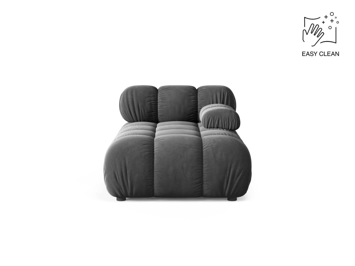 Bellis Sofamodul Chaiselongue rechts von Micadoni, Liberty-Stoff in Cappuccino, Sitzpolster mit schwarzen Kunststoffbeinen, modulares Element