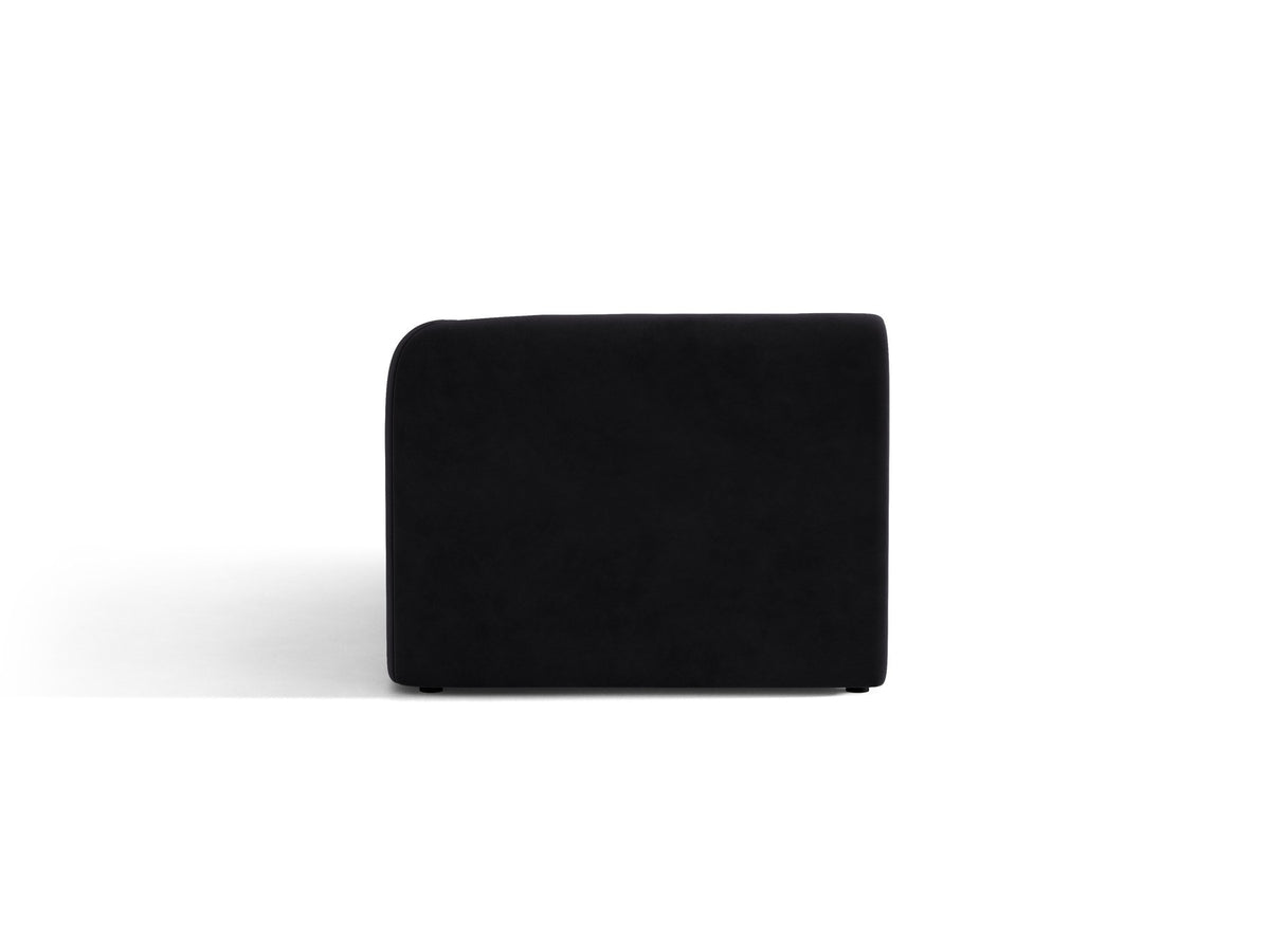 Miley Chaiselongue von Micadoni in Dunkelbeige, Stoffbezug Bluvel, rechtsseitige Ausrichtung, schwarze Kunststoffbeine, modulares Sofa-Element.