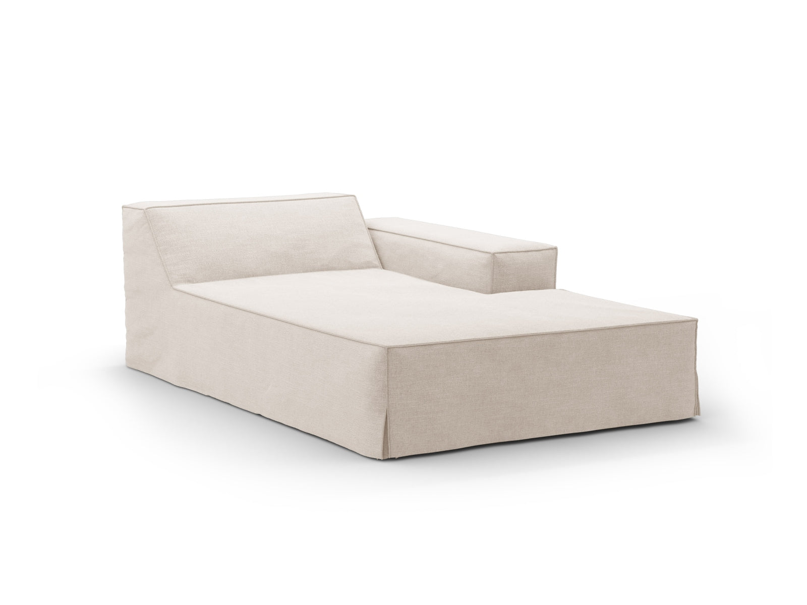 Jodie Modular Chaise Longue rechts 1 Sitzer in Beige-LINS präsentiert im Onlineshop von KAQTU Design AG. Modulares Sofa ist von Micadoni