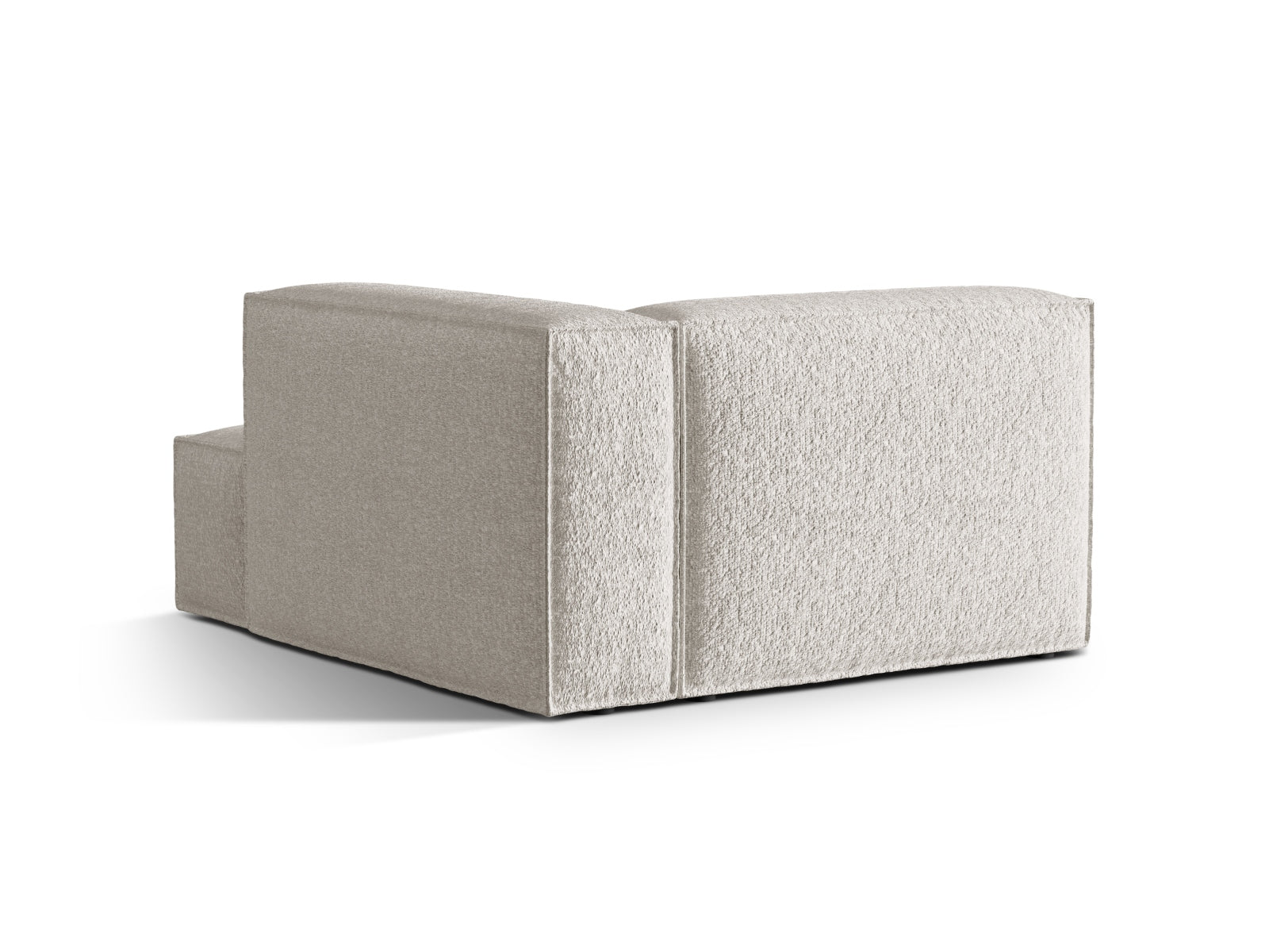 Moderne Nuria Boucle Chaise Longue rechts 1 Sitzer in sanften Grau-Beige Tönen, perfekt für gemütliche und stilvolle Wohnambiente.