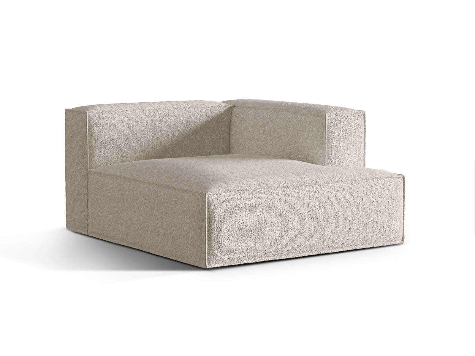 Elegante Nuria Boucle Chaise Longue in Beige-Monet, ideal für stilvolle Wohnräume. Modulares Sofa von Micadoni, bequem und modern.