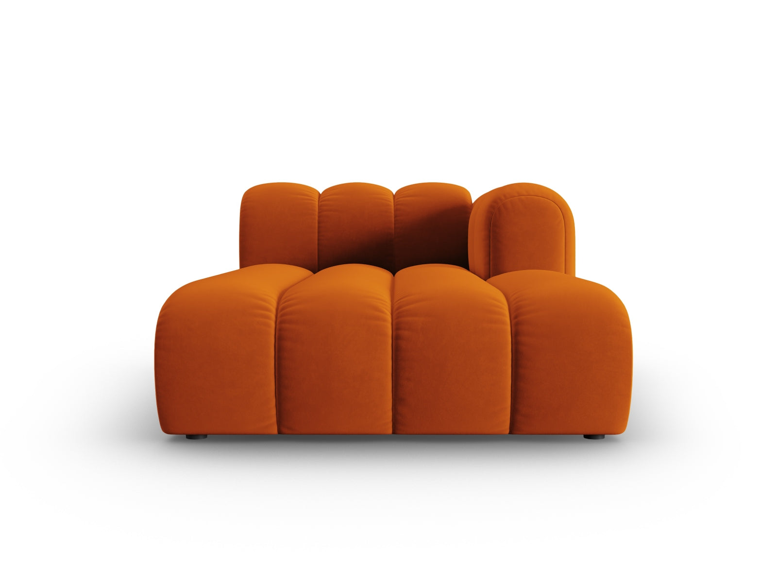 Elegantes Lupine Velour Sofa Chaise Lounge rechts, 2-Sitzer in warmem Terracotta, ideal für stilvolle Wohnräume.