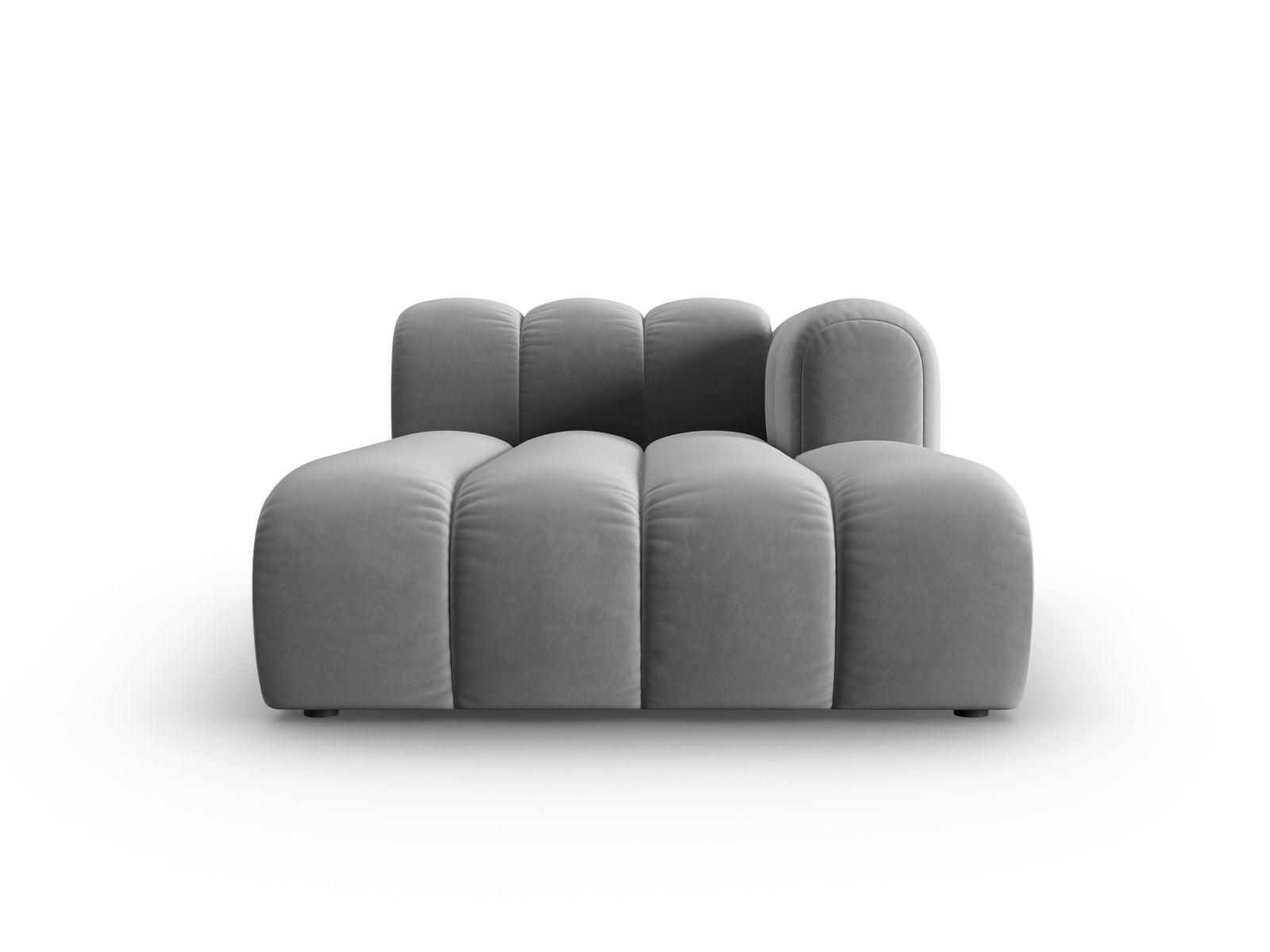 Elegantes Lupine Velour Sofa Chaise Lounge rechts, 2-Sitzer in stilvollem Grau, ideal für moderne Wohnräume.