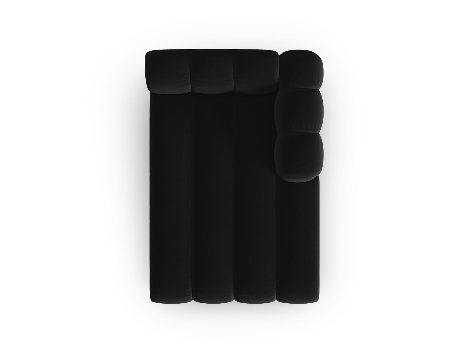 Elegantes Velour Sofa Chaise Lounge rechts von Micadoni, stilvoll in Schwarz, ideal für moderne Wohnräume und gemütliche Entspannung.