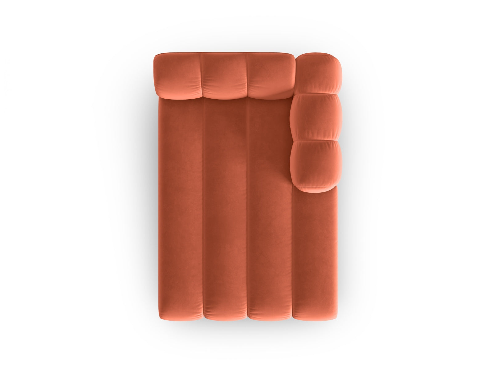 Lupine Velour Sofa Chaise Lounge rechts 2 Sitzer in Coral-Salvador präsentiert im Onlineshop von KAQTU Design AG. L-Sofa rechts ist von Micadoni