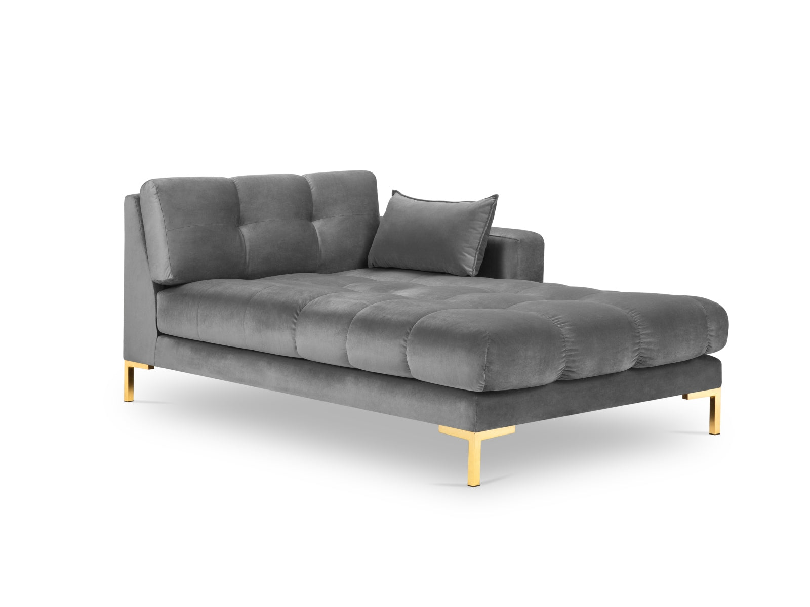 Mamaia Velour Sofa Chaise Lounge rechts 1 Sitz in Light Grey/Gold präsentiert im Onlineshop von KAQTU Design AG. L-Sofa rechts ist von Micadoni