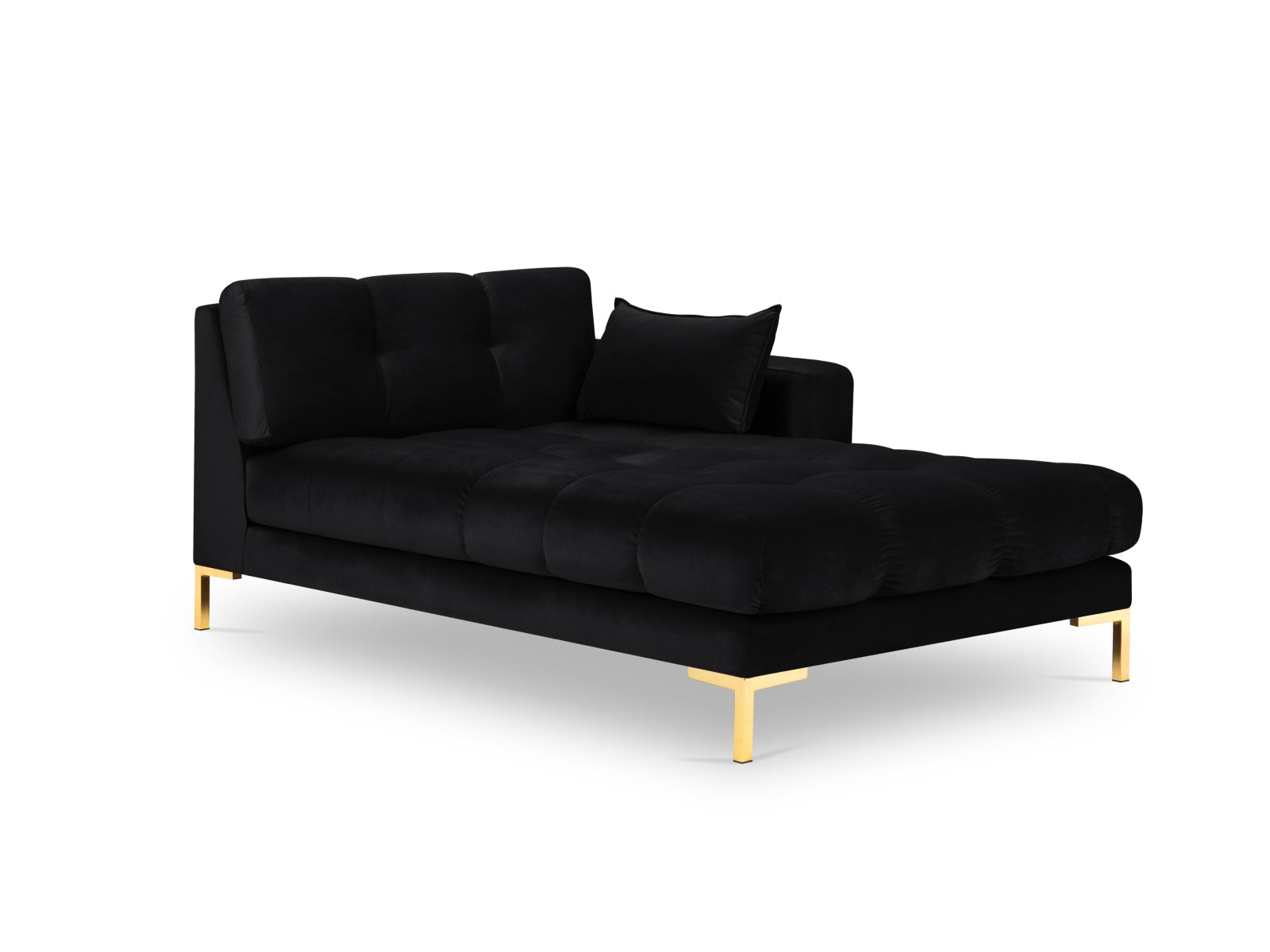 Mamaia Velour Sofa Chaise Lounge rechts 1 Sitz in Black/Gold präsentiert im Onlineshop von KAQTU Design AG. L-Sofa rechts ist von Micadoni