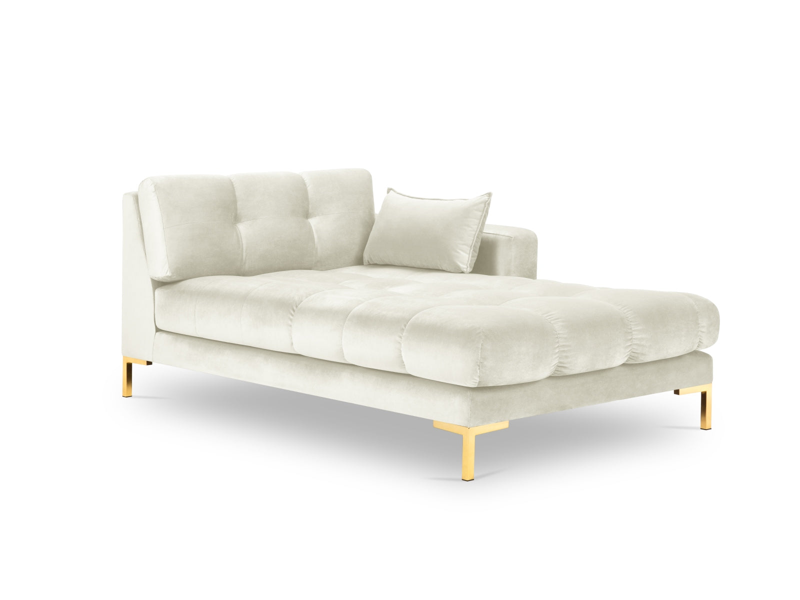Mamaia Velour Sofa Chaise Lounge rechts 1 Sitz in Light Beige/Gold präsentiert im Onlineshop von KAQTU Design AG. L-Sofa rechts ist von Micadoni