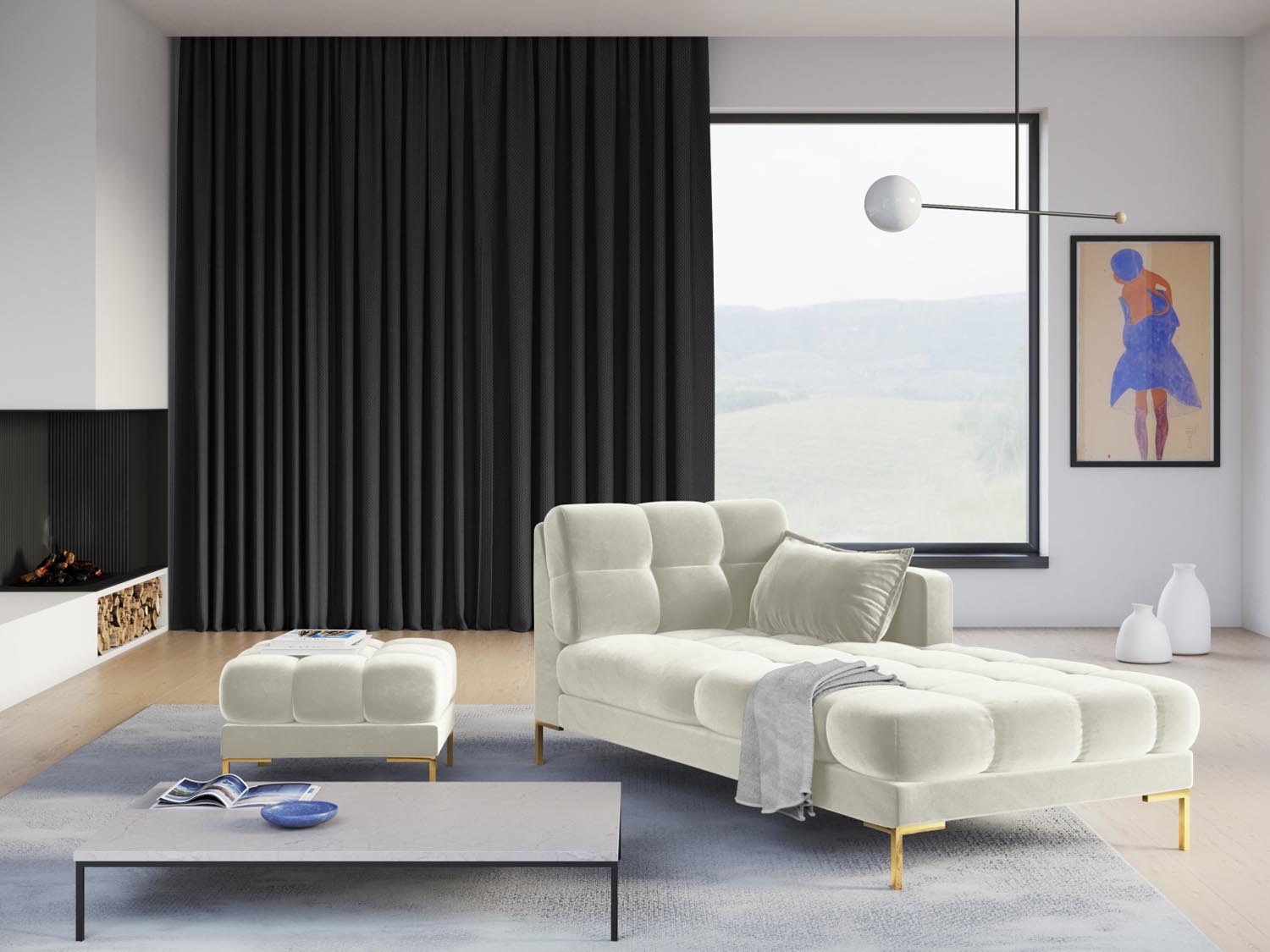 Entdecken Sie das elegante Mamaia Velour Sofa Chaise Lounge rechts von Micadoni – Komfort und Stil für Ihr Wohnzimmer in verschiedenen Farben.