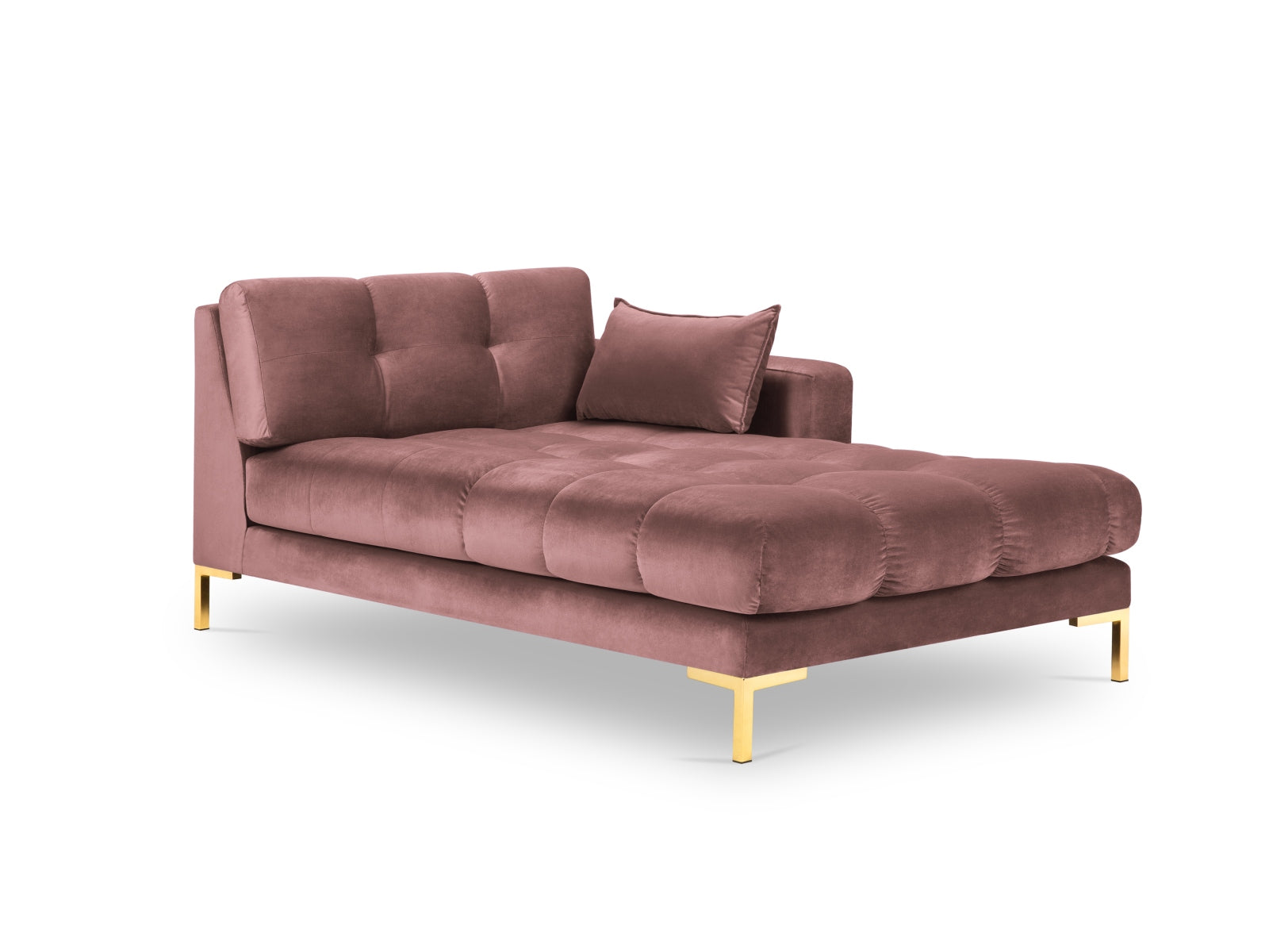 Mamaia Velour Sofa Chaise Lounge rechts 1 Sitz in Pink/Gold präsentiert im Onlineshop von KAQTU Design AG. L-Sofa rechts ist von Micadoni