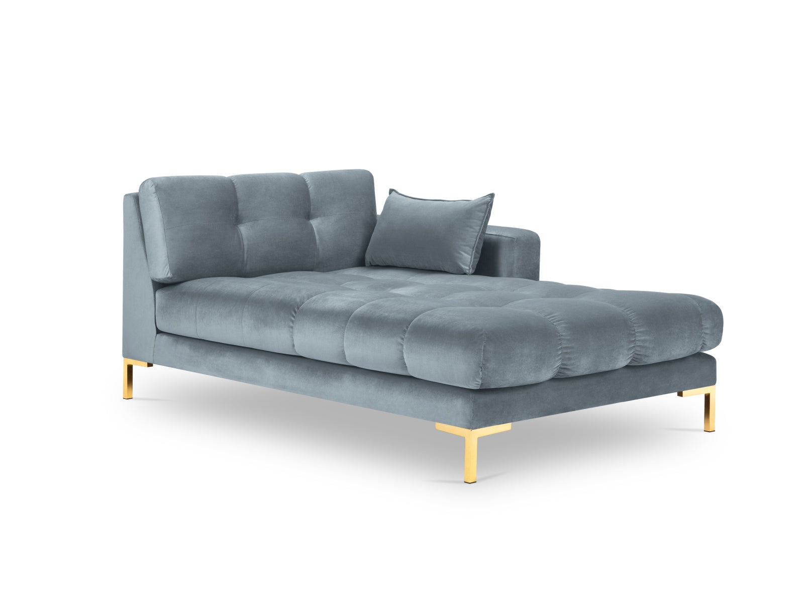 Mamaia Velour Sofa Chaise Lounge rechts 1 Sitz in Light Blue/Gold präsentiert im Onlineshop von KAQTU Design AG. L-Sofa rechts ist von Micadoni