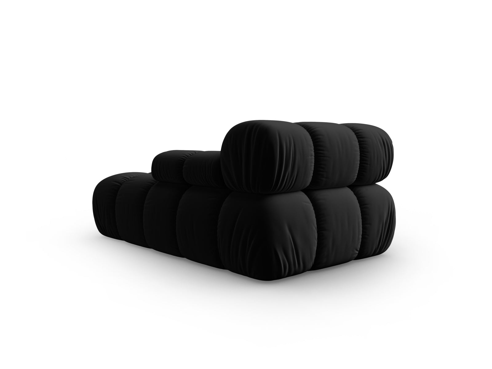 Schickes Bellis Velour Sofa Chaise Lounge in Schwarz-Bluvel, perfekt für moderne Wohnkonzepte. Flexibles, modulares Design von Micadoni.