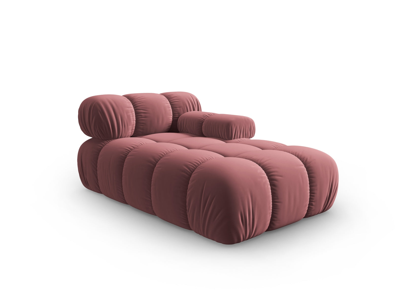 Elegantes Bellis Velour Sofa Chaise Lounge in Pink-Bluvel, 1 Sitz, 94cm, ideal für stilvolle Wohnräume, erhältlich bei KAQTU Design AG.