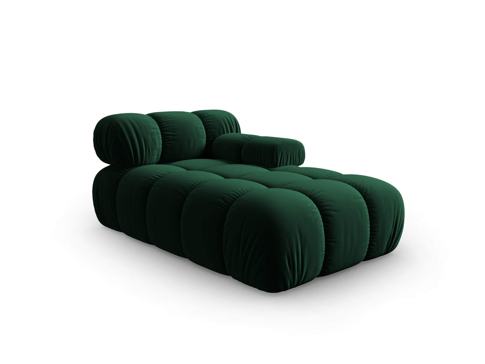 Elegantes Bellis Velour Sofa Chaise Lounge in Flaschengrün, 1-Sitzer mit 94 cm Breite, ideal für stilvolle Wohnräume.