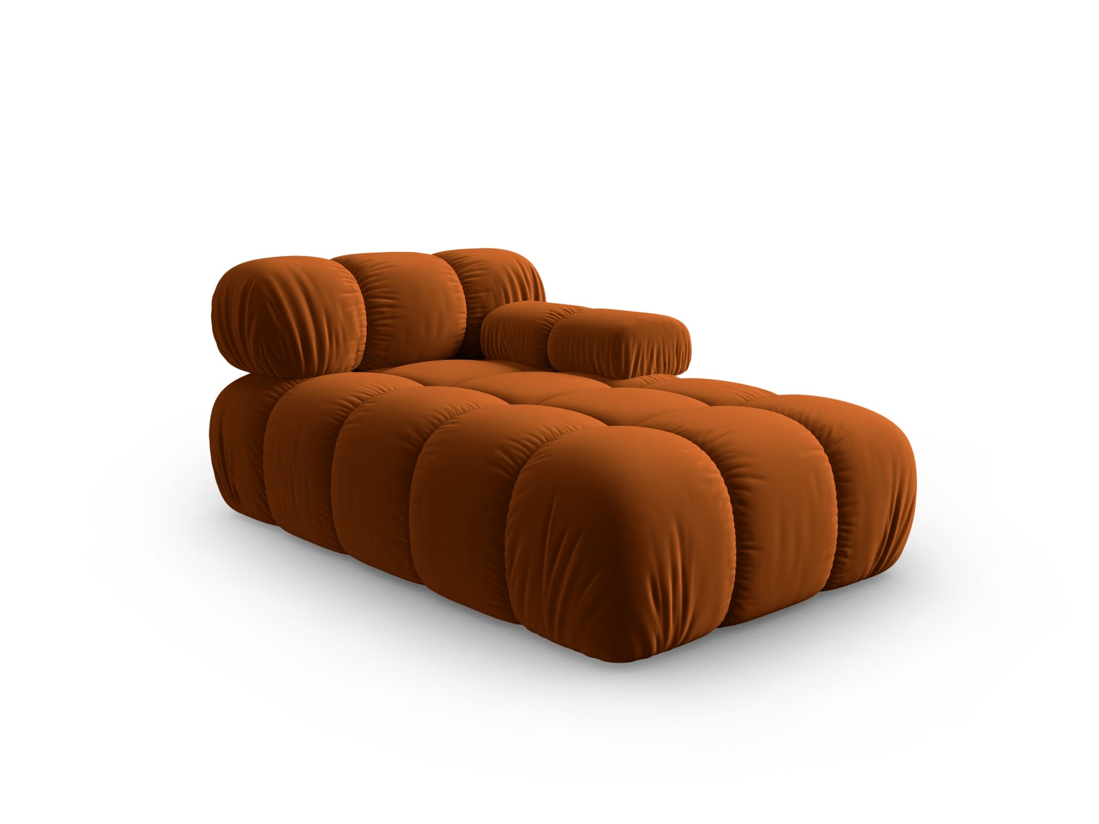 Elegantes Bellis Velour Sofa Chaise Lounge in Terracotta, ideal für stilvolle Wohnräume. Modulares Design von Micadoni.