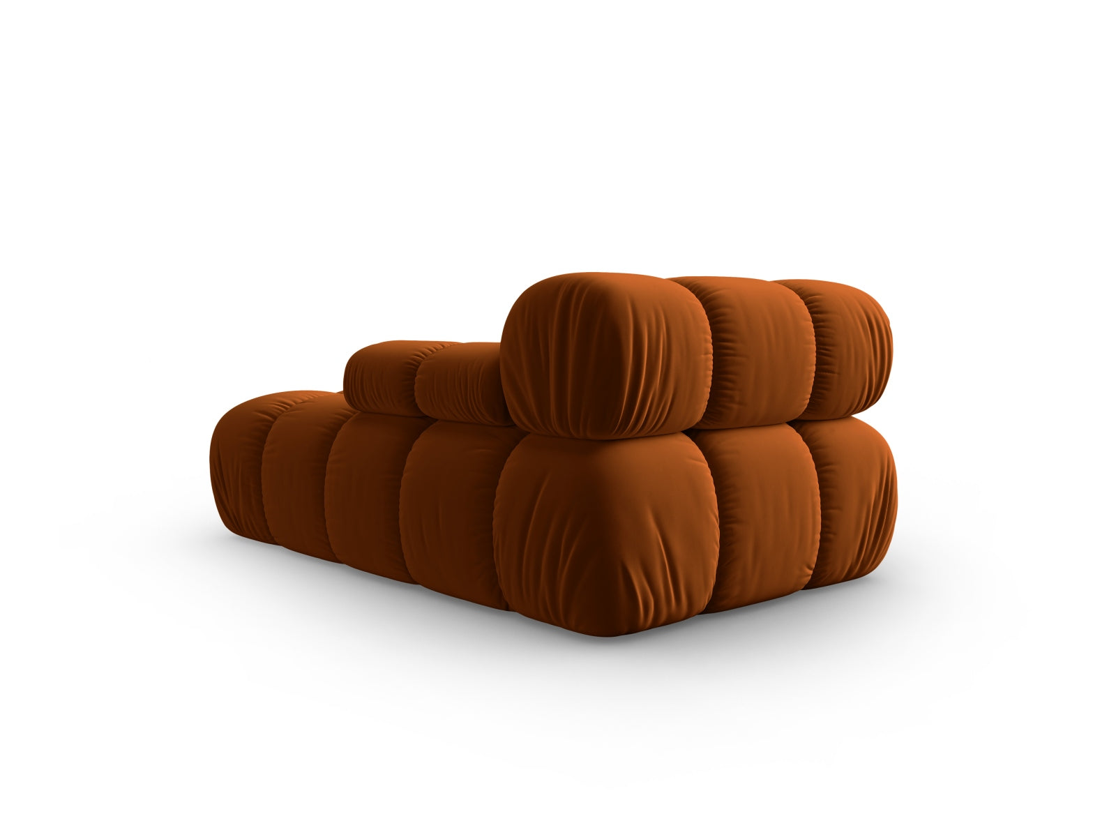 Stylisches Bellis Velour Sofa Chaise Lounge in warmem Terracotta, perfekt für moderne Interieurs. Flexibles, modulares Design von Micadoni.
