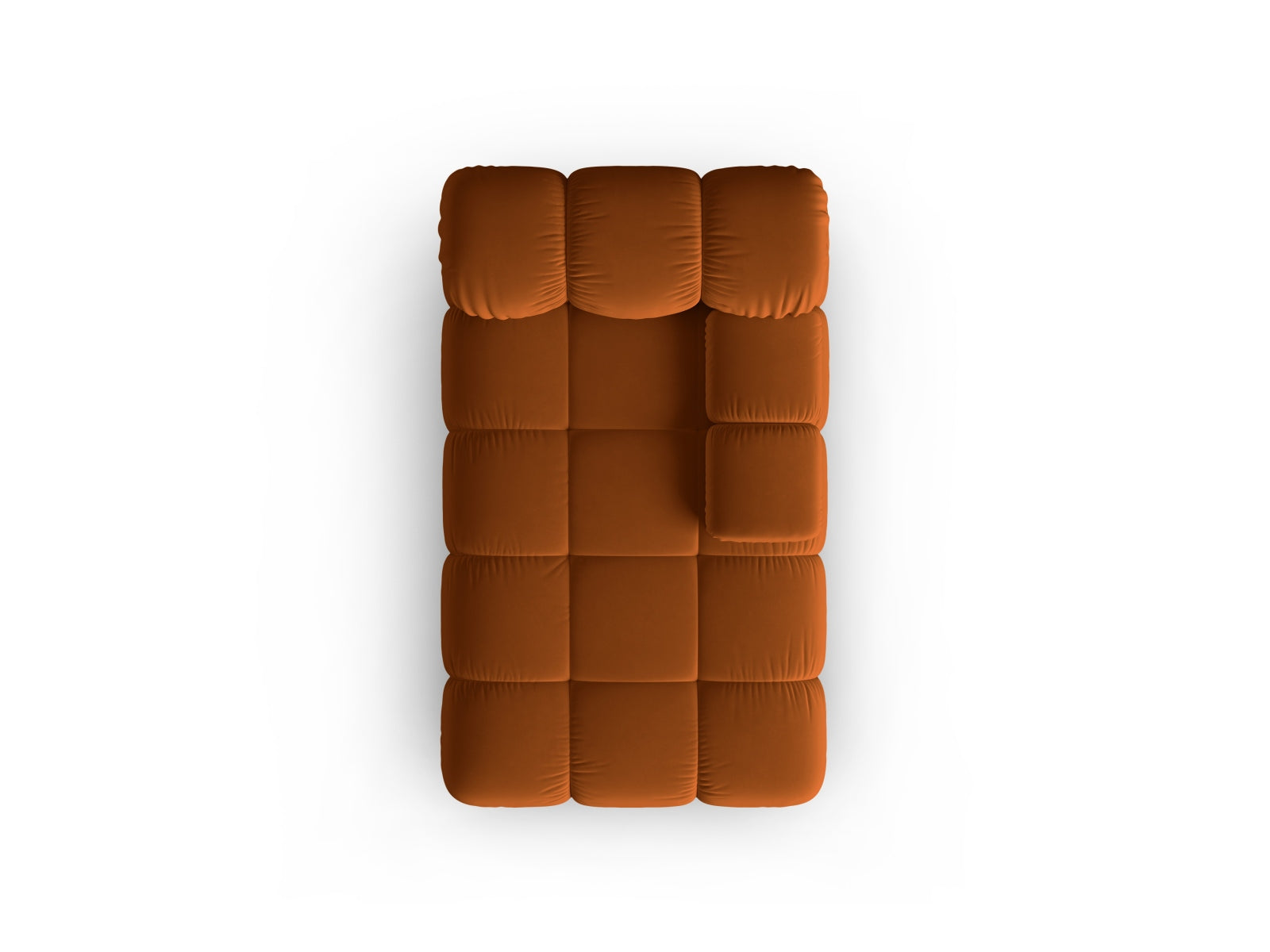 Elegantes Bellis Velour Sofa Chaise Lounge in sanftem Terracotta, ideal für stilvolle Wohnräume. Modulares Design von Micadoni.