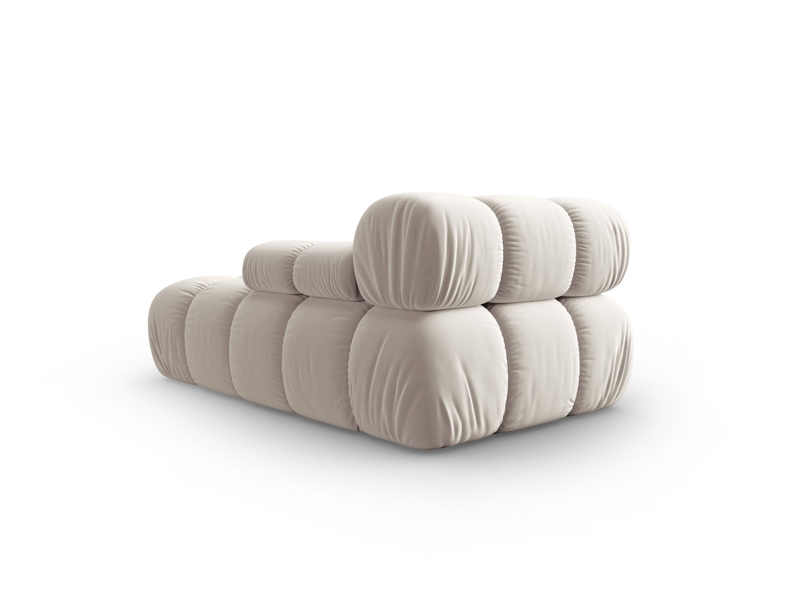 Stilvolles Bellis Velour Sofa Chaise Lounge in sanftem Dunkelbeige, perfekt für moderne Interieurs und vielseitige Raumgestaltung.