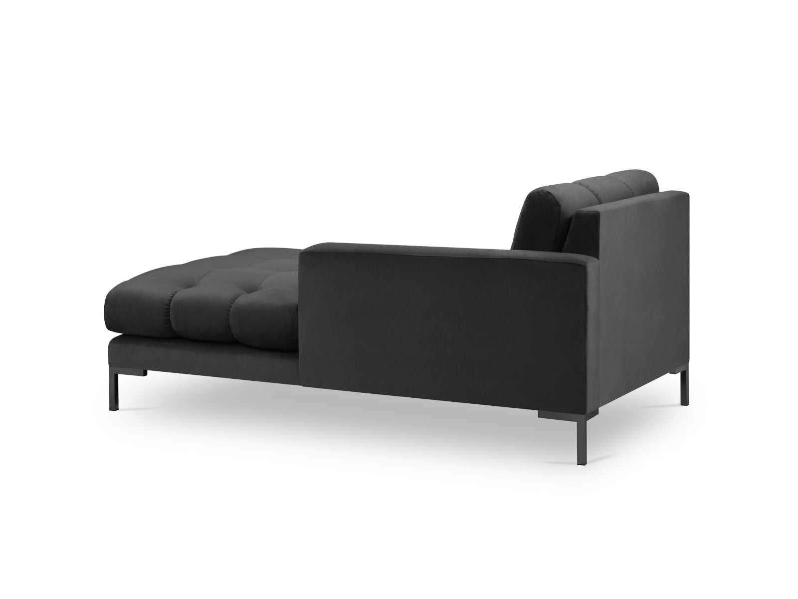 Stilvolles Mamaia Velour Sofa Chaise Lounge in edlem Dunkelgrau, perfekt für moderne Interiors. Bequemer 1-Sitzer von Micadoni.