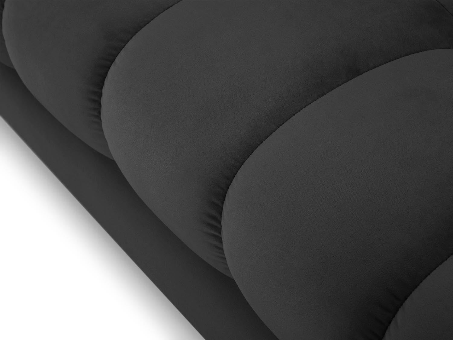 Elegantes Mamaia Velour Sofa Chaise Lounge in luxuriösem Dunkelgrau, ideal für stilvolle Wohnräume. Komfortabler 1-Sitzer von Micadoni.