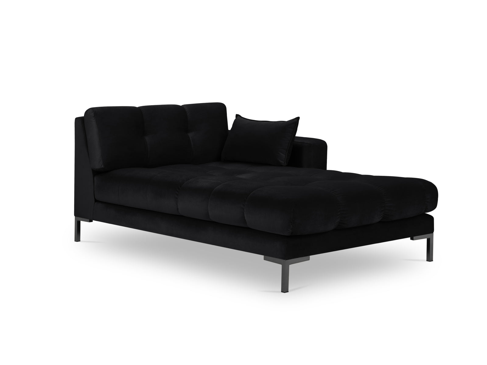 Mamaia Velour Sofa Chaise Lounge rechts 1 Sitz in Black/Schwarz präsentiert im Onlineshop von KAQTU Design AG. L-Sofa rechts ist von Micadoni