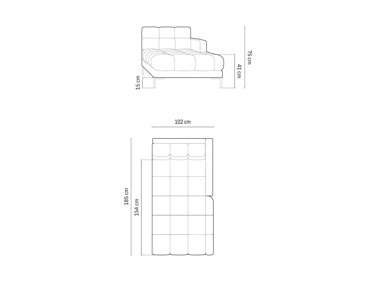 Mamaia Velour Sofa Chaise Lounge rechts 1 Sitz in Black/Schwarz-Bluvel präsentiert im Onlineshop von KAQTU Design AG. L-Sofa rechts ist von Micadoni