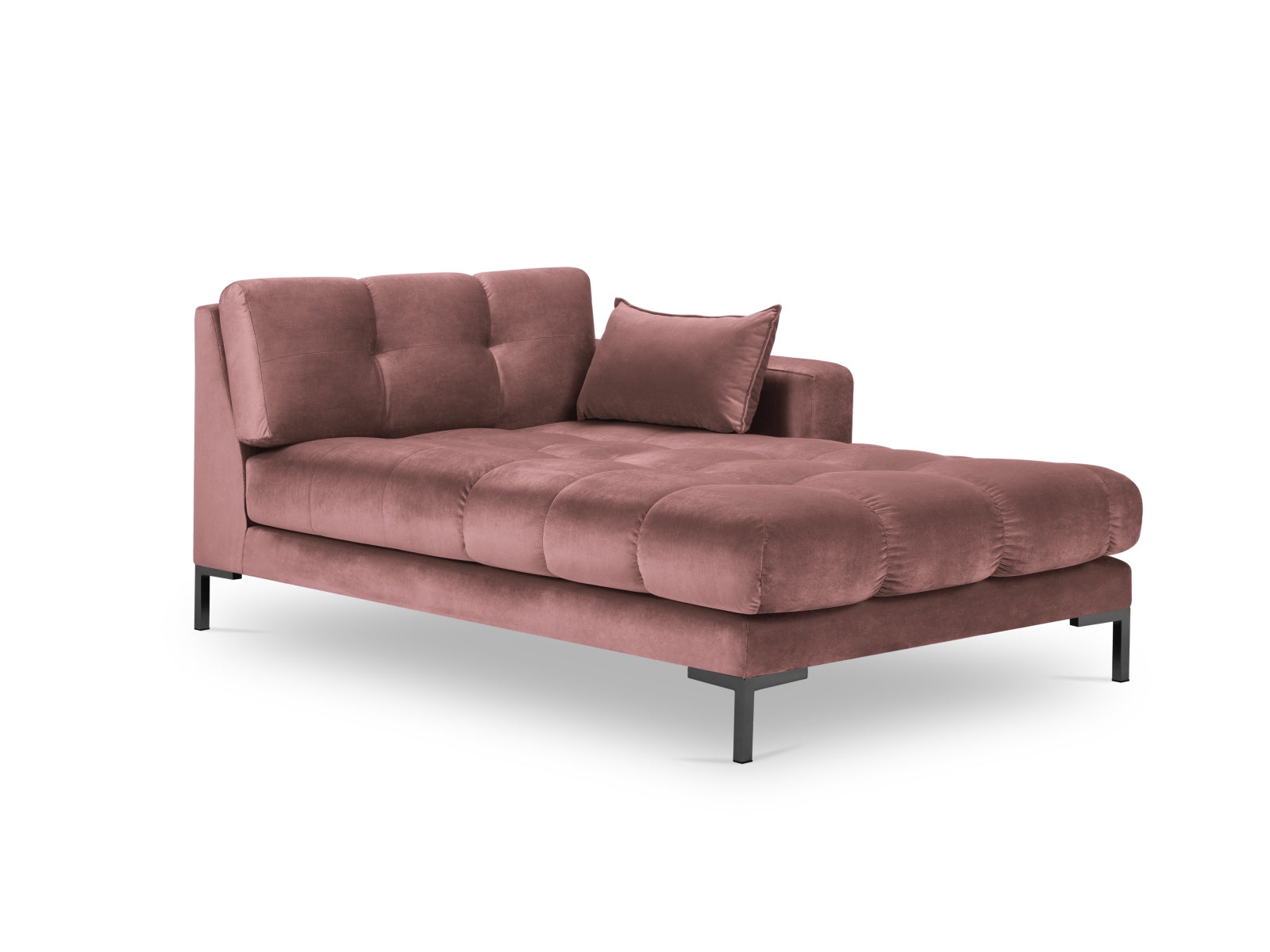 Mamaia Velour Sofa Chaise Lounge rechts 1 Sitz in Pink/Schwarz-Bluvel präsentiert im Onlineshop von KAQTU Design AG. L-Sofa rechts ist von Micadoni