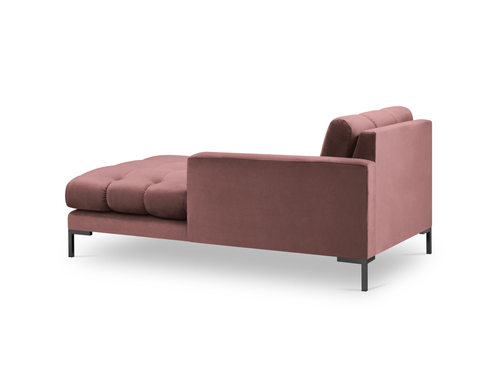 Stylisches Mamaia Velour Sofa Chaise Lounge in ansprechendem Pink und Schwarz, perfekt für moderne Wohnkonzepte und gemütliche Entspannung.