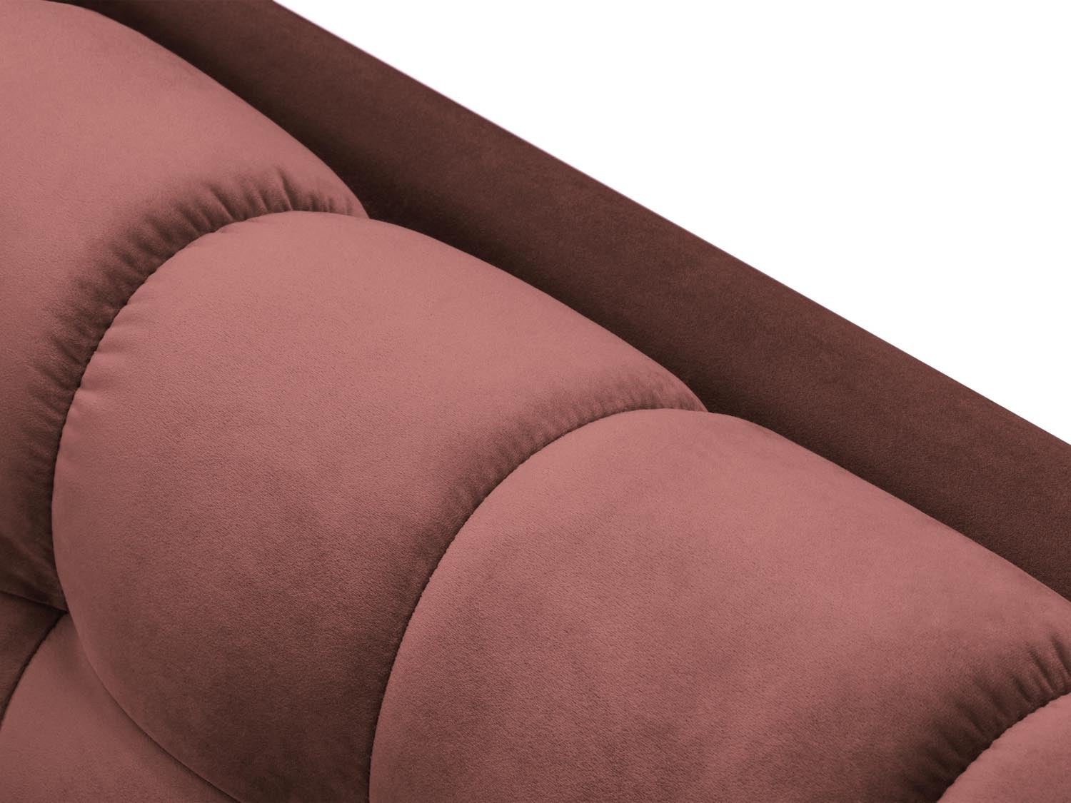 Stylisches Mamaia Velour Sofa Chaise Lounge in ansprechendem Pink und Schwarz, perfekt für moderne Wohnzimmer und gemütliche Entspannung.