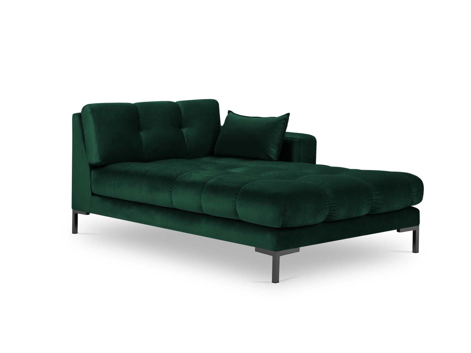 Mamaia Velour Sofa Chaise Lounge rechts 1 Sitz in Bottle Green/Schwarz-Bluvel präsentiert im Onlineshop von KAQTU Design AG. L-Sofa rechts ist von Micadoni