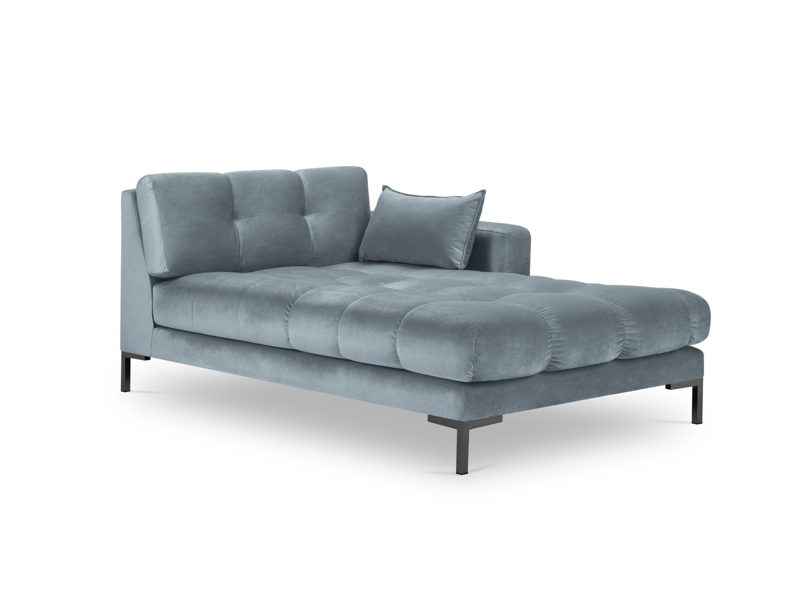 Mamaia Velour Sofa Chaise Lounge rechts 1 Sitz in Light Blue/Schwarz-Bluvel präsentiert im Onlineshop von KAQTU Design AG. L-Sofa rechts ist von Micadoni